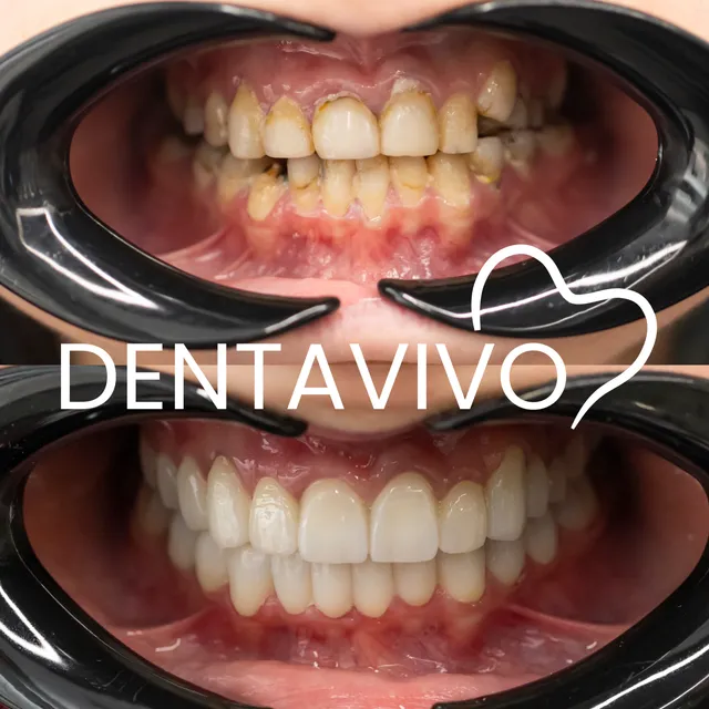 Résultat avant/après couronnes dentaires chez Dentavivo, cas 9 sur 9